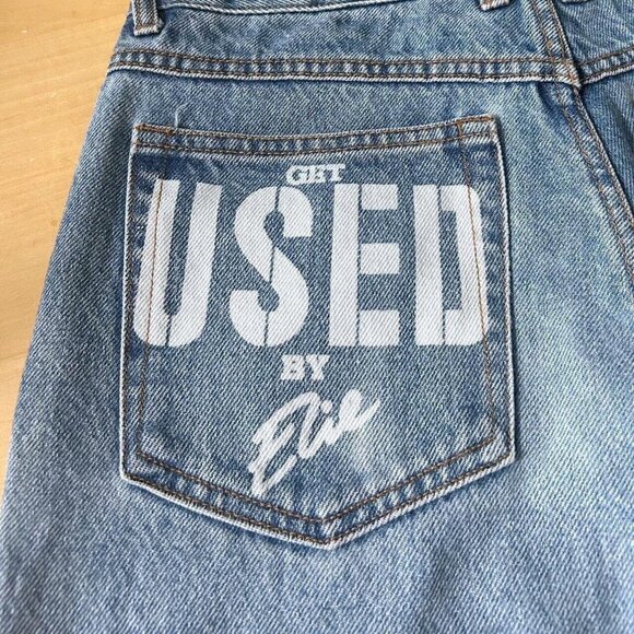 90s vintage Graffiti Patch Jeans High Rise Straight Leg Grunge Streetwear Elie. - Picture 7 of 7